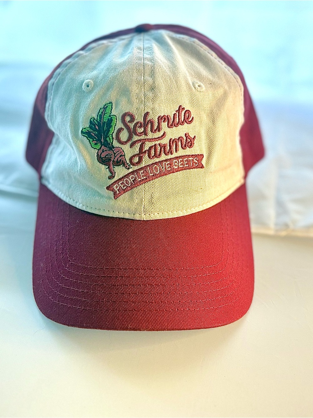 The Office Baseball Hat Schrute Farm People Love Beets Red/White Embroidered Cap